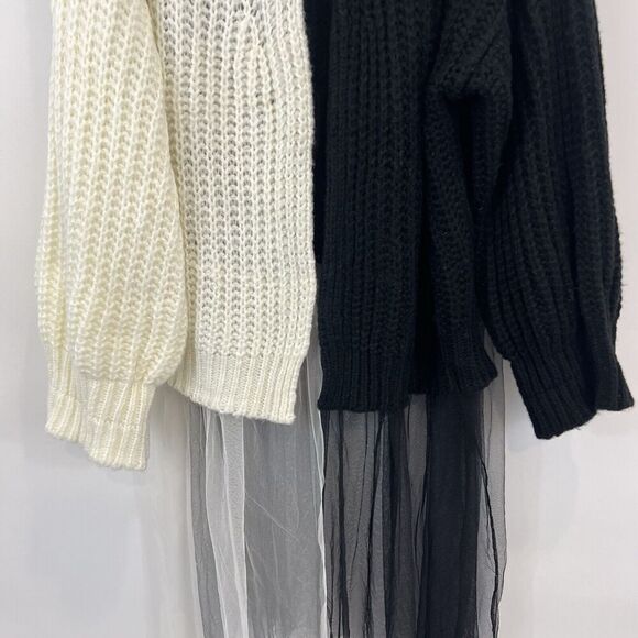 Black White Womens Size XL Tutu Cardigan Sweater - Picture 3 of 5